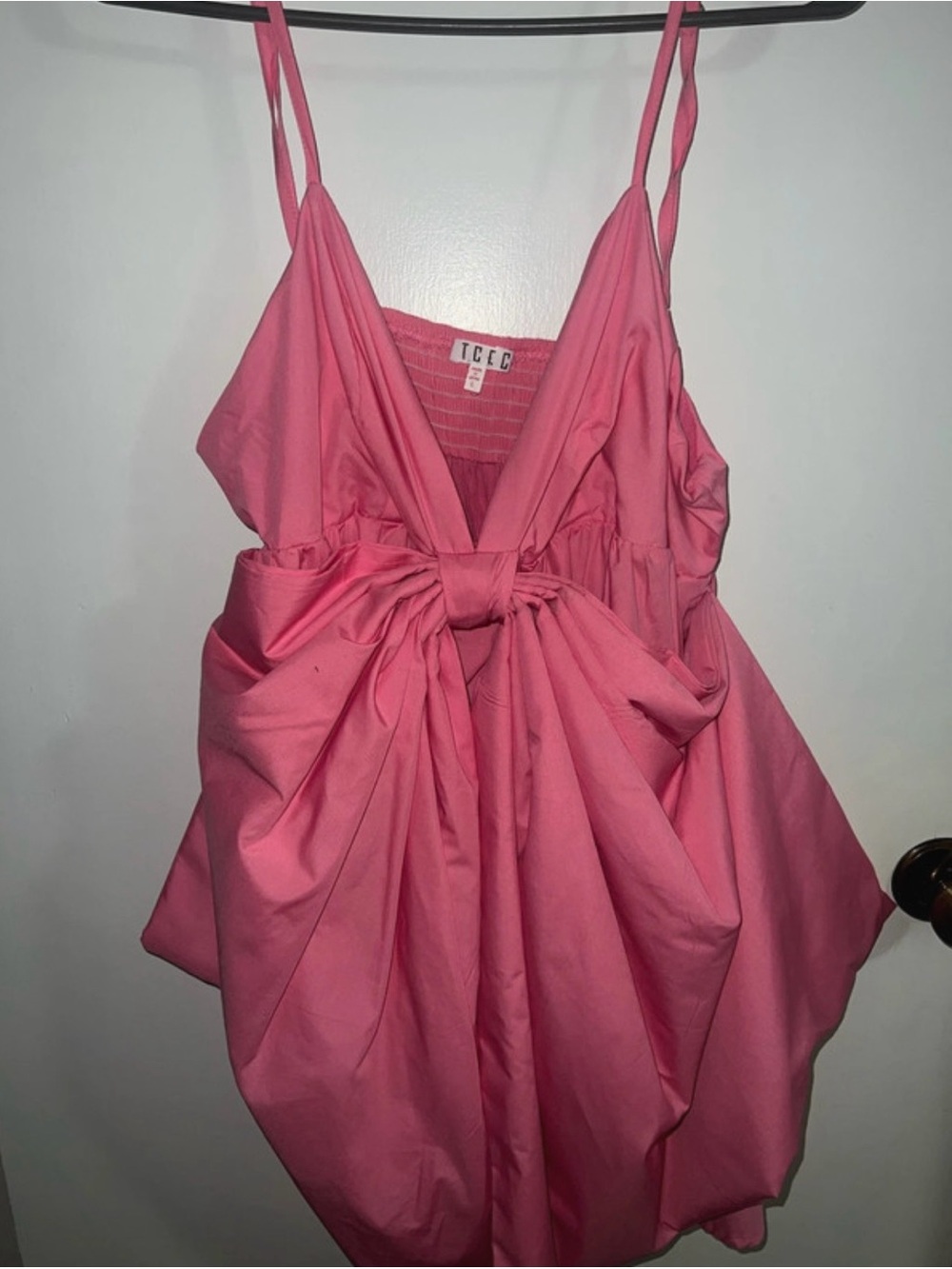 TCEC Hot Pink Bow-Front Spaghetti Strap Camisole
